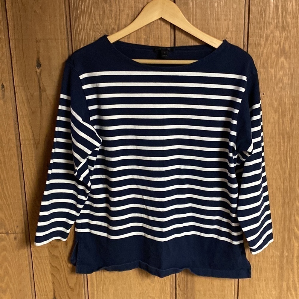 JCrew black label adorable 3/4 nautical cotton stretch top women’s size M